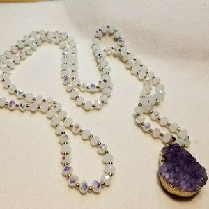 Purple drusy necklace